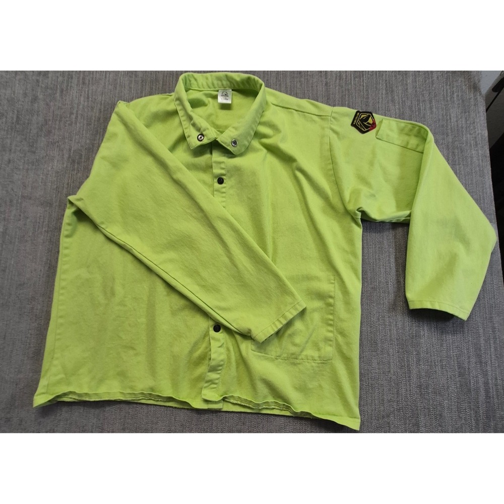 Black Stallion FL9-30C FR Welding Jacket Lime Green 9oz Cotton XL snap buttons